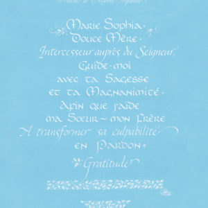 calligraphie prière Marie-Sophia intercesseur
