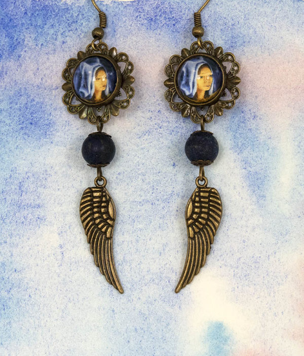 Boucles oreille Natura, perle et aile