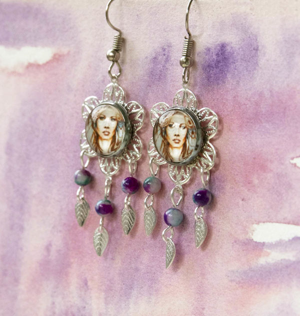 Boucles oreille argenté Fée Nuit
