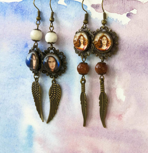 Boucles d'oreilles une perle et symbole