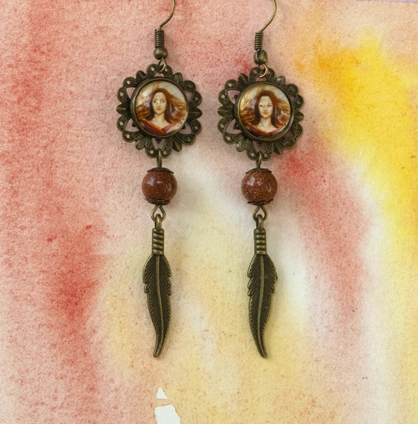 Boucles d'oreilles une perle et symbole – Image 6