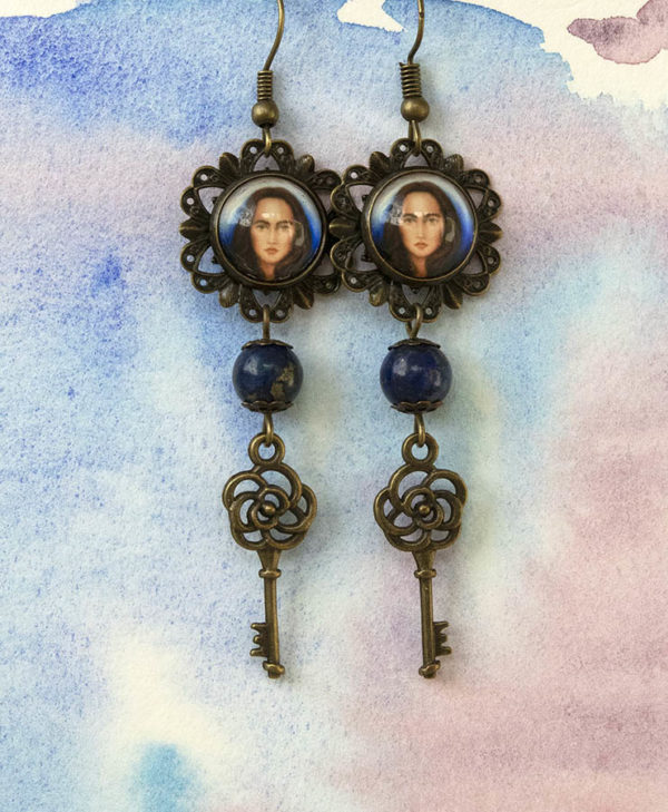 Boucles d'oreilles une perle et symbole – Image 4