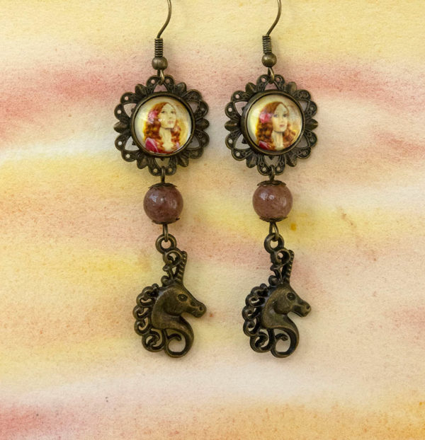 Boucles d'oreilles une perle et symbole – Image 3
