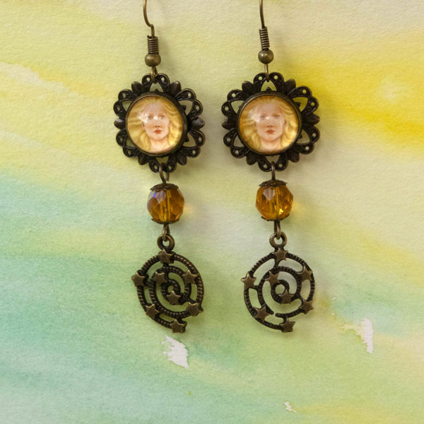 Boucles d'oreilles une perle et symbole – Image 2