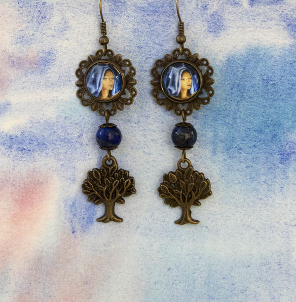 Boucles d'oreilles une perle et symbole – Image 8
